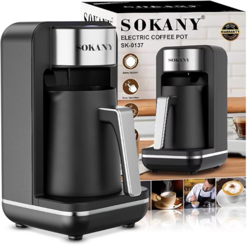 ماكينة قهوة تركية كهربائية بقدرة 550 واط، سعة 250 مل (4 أكواب)، ماكينة إسبريسو، تصميم مزدوج الجوانب مع نظام أمان، مناسبة للمنزل والمكتب والسفر، SK-0137